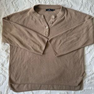 LILLUSORY Brown Tope 1/4‎ Button Knit Henley Women’s Sweater Size Large.
